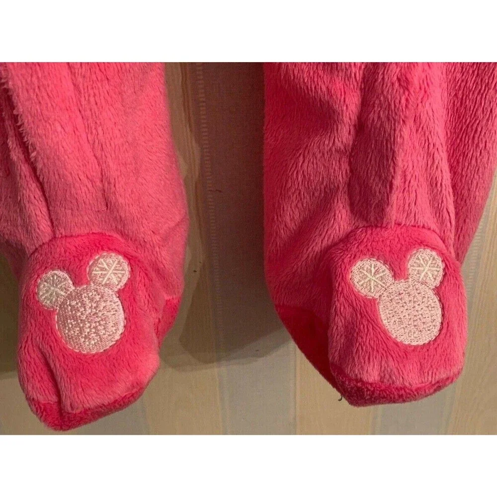 Minnie Mouse Disney Baby 3-6M PINK Cotton Lined Convertible 2 Zip Snowsuit